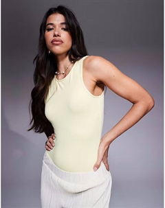 Боди-борцовка из полиамида без рукавов и молока, пастельно-желтый Asos design