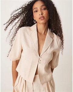 Укороченная рубашка с короткими рукавами и завязкой спереди, бежевого цвета Asos design