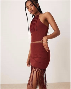 Мини-юбка с бахромой по низу цвета ржавчины Asos design