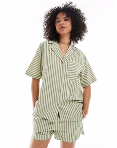 Рубашка из сирсакера в полоску цвета хаки Asos design