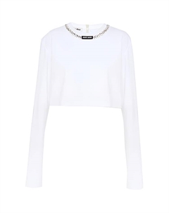 Футболка с рукавом дроп-шоулд женская белая Miu miu