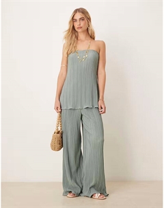 Плиссированные брюки с подвернутым краем нежно-зеленого цвета Yas