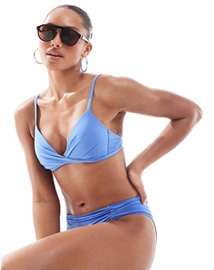 Бикини-топ Nicola с перекрещивающимися вставками синего цвета Lindex