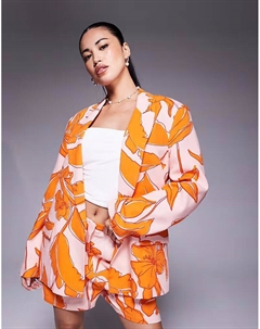 Свободный блейзер из льна с пальмовым принтом Asos design