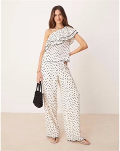 Широкие брюки кремового цвета с черным горошком Yas