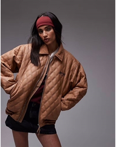 Стеганая куртка-бомбер светло-коричневого цвета House of sunny