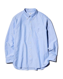 Рубашка унисекс голубая Lake Blue Uniqlo