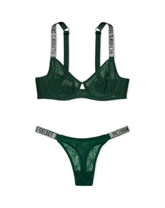 Женский комплект нижнего белья dark green Victoria's secret