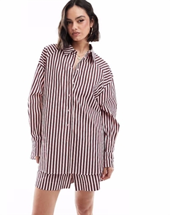 Свободная рубашка в бордово-розовую полоску Asos design