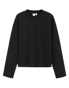 Толстовка женская с вышитым логотипом, утепленная флисом, универсальная, черный Gap