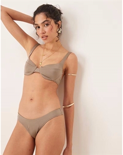 Плавки бикини с высоким вырезом по бедру оливкового цвета Free society