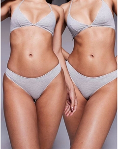 Набор из 2 бразильских трусов Mila серого меланжевого цвета Asos design