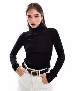 Водолазка из трикотажного топа с отделкой в рубчик черного цвета Asos design