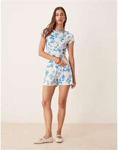 Мини-шорты с желтым и синим цветочным принтом Asos design