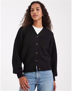 Вязаный пушистый кардиган «летучая мышь» черного цвета Asos design