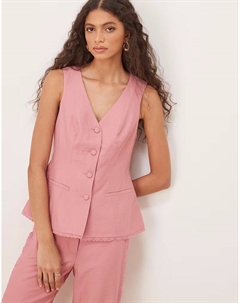 Жилет с кружевной отделкой по краю, розовый Asos design