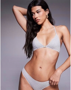 Бюстгальтер Mila с треугольными чашечками и застежкой спереди из серого меланжевого цвета Asos design