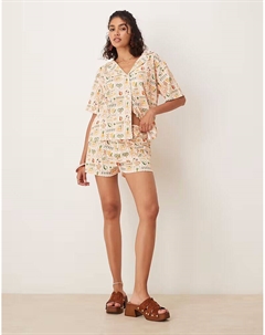 Короткие мини-шорты с праздничным принтом пальм Asos design