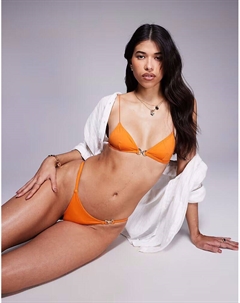 Бикини-топ Millie с узкими бретельками и треугольными чашечками, выполненный в тыквенном цвете Asos design