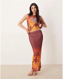 Юбка миди из сетки с принтом «Багамские пальмы» Asos design