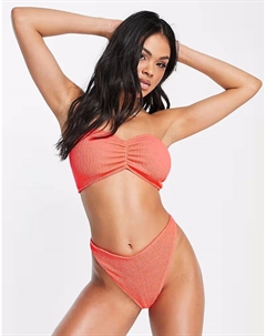 Бикини-стринги с жатым эффектом, кораллового цвета, комбинированные Asos design