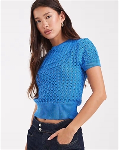 Футболка с сетчатым узором синего цвета Asos design
