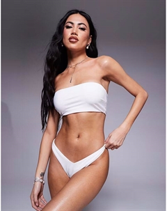 Бикини-трусики-хипстеры Maya с V-образным вырезом и высоким вырезом, белые Asos design