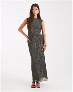 Юбка мидакси с металлическим плиссе, золотистого цвета French connection