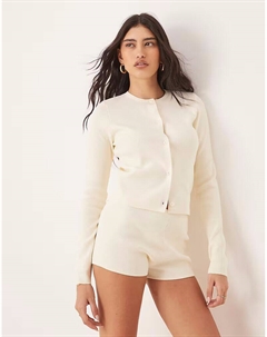 Компактный трикотажный кардиган с круглым вырезом и застежкой на пуговицы, светло-кремовый Asos design