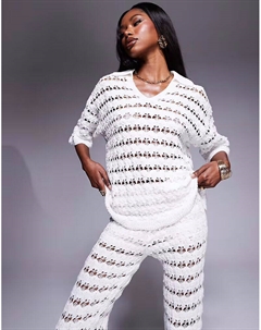 Белая трикотажная рубашка с воротником, изящный стежок Asos design