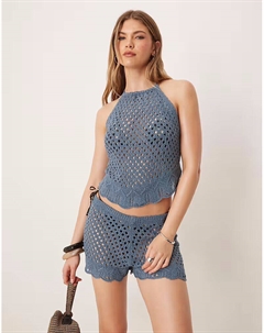 Трикотажный пляжный топ синего цвета Asos design