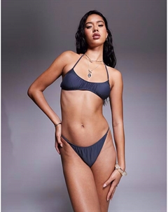 Плавки-танга Kim со сборками в сером цвете Asos design