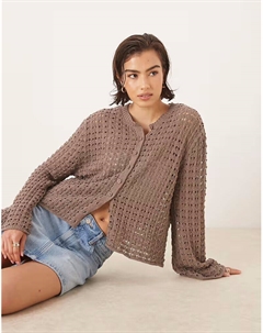 Вязаный кардиган с рукавами-ангелами цвета мокко Asos design