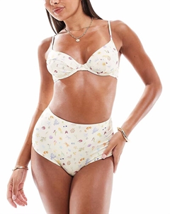 Плавки-бикини Kellie с высокой талией и принтом каракулей Asos design