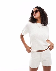 Футболка свободного кроя из трикотажного полотна букле цвета кремовый Asos design