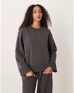 Свитшот свободного кроя из трикотажного полотна с круглым вырезом, темно-серый Asos design