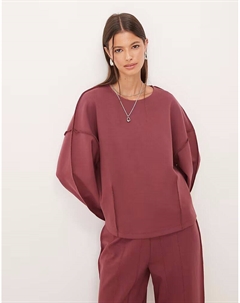 Свитшот с вырезом-лодочкой и декоративными швами темно-розового цвета Asos design