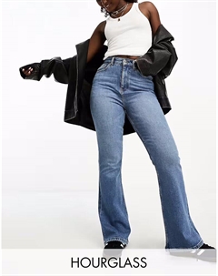 Джинсы-клеш Hourglass средней посадки, средне-синего цвета Asos design