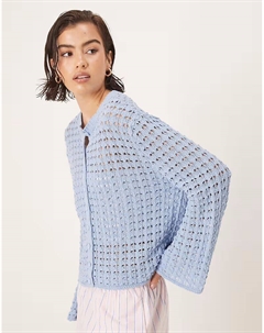 Вязаный кардиган с рукавами-ангелами синего цвета Asos design