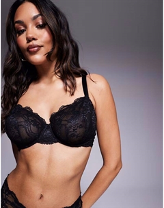 Бюстгальтер Lola на косточках из кружева Fuller Bust черного цвета Asos design
