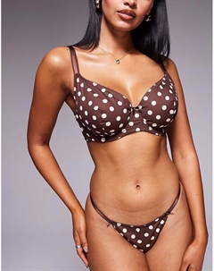 Бюстгальтер-балконет на косточках Fuller Bust Shay в горошек, шоколадно-кремового цвета Asos design