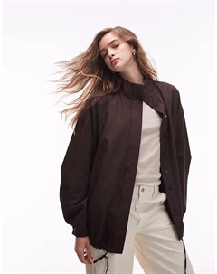 Спортивная рубашка с воротником-стойкой шоколадного цвета Asos design