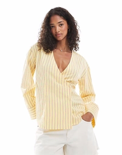 Рубашка без воротника с рукавами-коконами в полоску Asos design