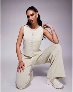 Жилет Coord с застежкой на пуговицы спереди в рубчик, цвет «песочный» Asos design