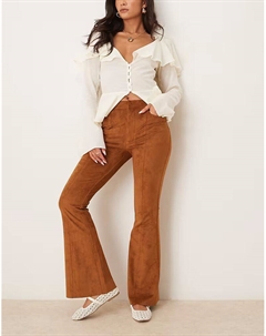 Брюки-клеш из искусственной замши коричневого цвета Asos design