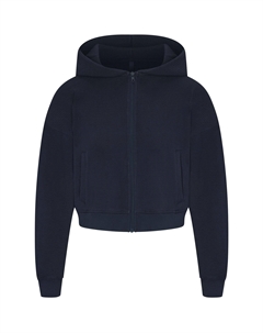 Толстовка с капюшоном укороченная на молнии HEAVY WAFFLE женская NAVY/Marine Blue Skims