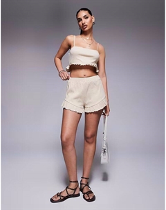 Комбинируемые шорты с жатым эффектом и оборкой по низу, цвет "камень" Asos design