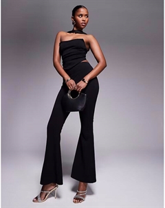 Креповые брюки-клеш черного цвета из ткани в стиле «скуба» Asos design