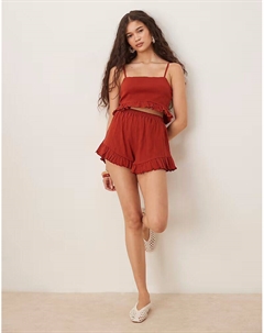 Комбинируемые шорты с жатым эффектом и оборкой по низу, цвет ржавчины Asos design