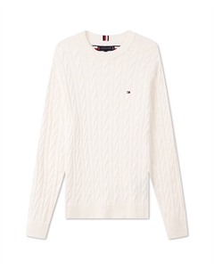 Джемпер Cable-knit Crew-neck Sweater, Ecru Ybh Tommy hilfiger